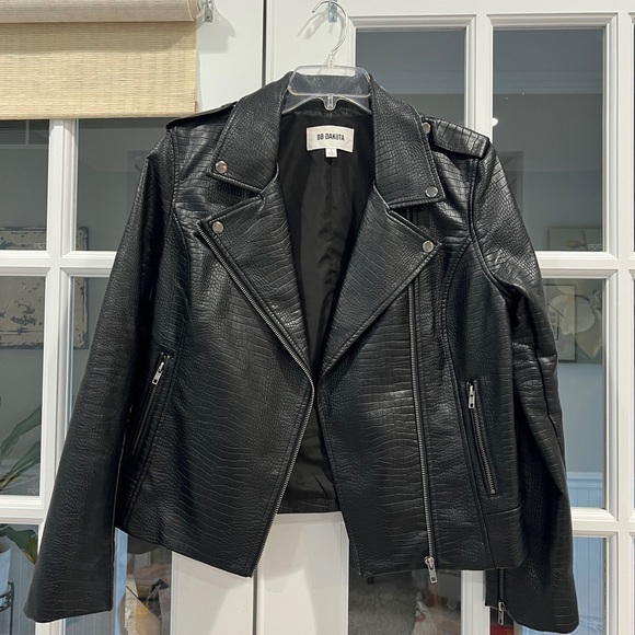 BB Dakota Textured Black Leather Jacket - Picture 1 of 2
